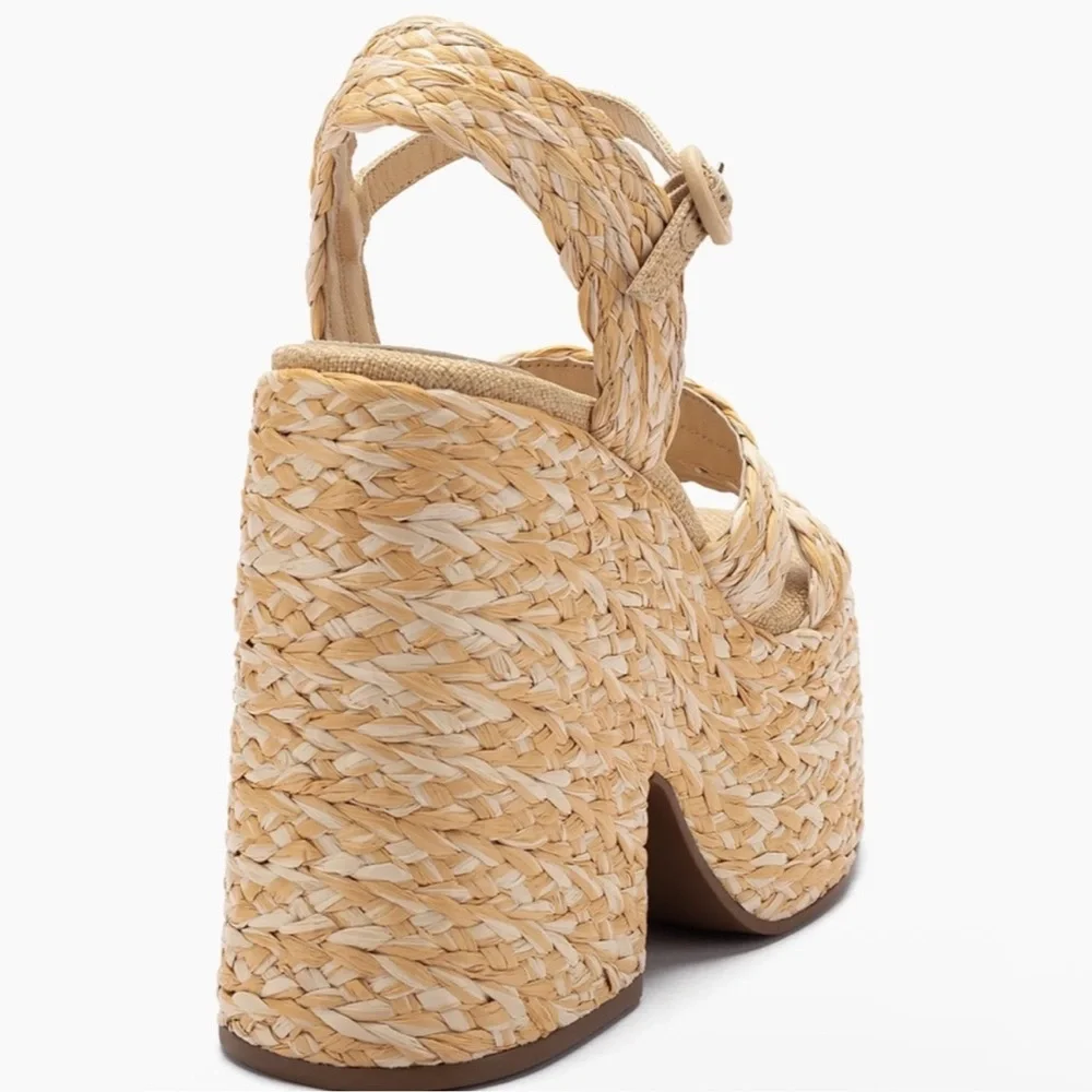 🌸LARROUDE🌸 Carmen 145MM Raffia Platform Sandal Size: 9.5